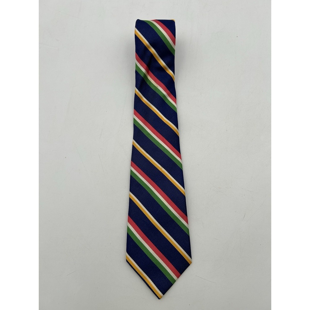 Vtg Polo Ralph Lauren Boys Silk Mulitcolor Striped Hand Finished in Italy 3x43